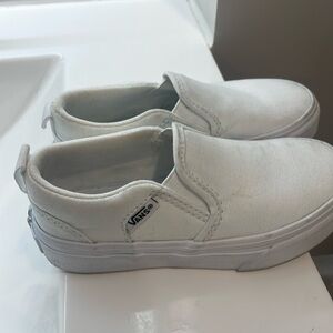 Vans white cloth shoes size 11 kids